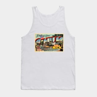 Greetings from Cadillac, Michigan - Vintage Large Letter Postcard Tank Top